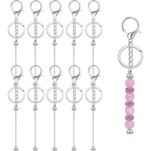 Kalanka-10 Pi&egrave;ces Barres De Porte Cl&eacute;s Perles, Argent&eacute; Porte-Cl&eacute;s M&eacute;talliques Vierges, Accessoires De Portes-Cl&eacute;ss Diy, Portes Cl&eacute;ss En Perles En Vrac Bricolage, Pour Cr&eacute;atifs, Fabrication De Bijoux - Neuf