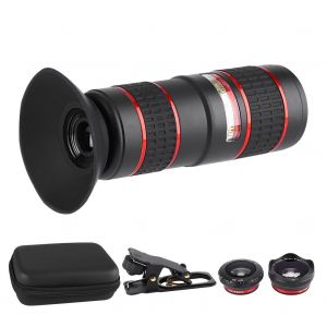 Objectif monoculaire a pince 12X avec clip Fisheye 180¡ã pour telephone portable universel - Neuf