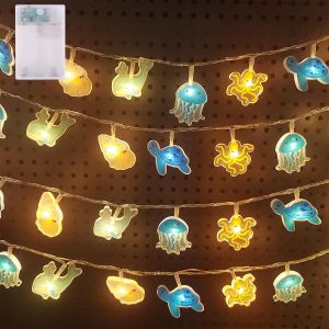 Kal-Guirlande Lumineuse Océan - 1,5 M - 10 Led - Étanche - Avec Minuterie - Veilleuse - Pour Chambre D'enfant, Garçon Et Fille - Lit De Maison - Cadeau D'anniversaire - Décoration De Fête - Neuf
