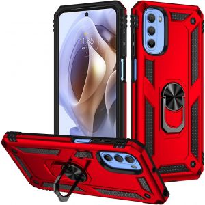Kal-Coque Motorola Moto G31/Moto G41, + Hd Verre Trempé, Etui Housse De Protection Antichoc Durable Résistante 2 En 1 Hybride Pc Tpu Étui Téléphone Motorola Moto G31/Moto G41,Rouge - Neuf
