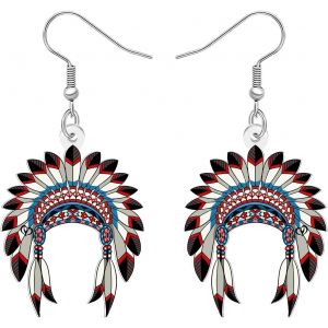Kal-Boucles D'oreilles En Acrylique Native Américaine Coiffure Indienne Bijoux Crazy Thème Tribal Étrange Natif Américain Cadeaux Pour Femmes Filles - Neuf