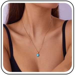 Kal-Collier Boho Oeil Maléfique Collier Pendentif Oeil Maléfique Or Collier Oeil Bleu Turc Collier Chaine Oeil Maléfique Chanceux Collier Protection Vintage - Neuf