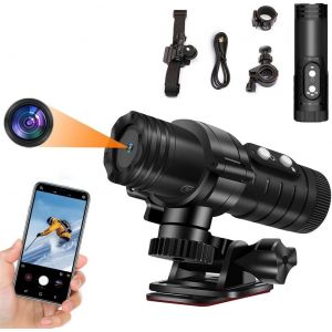 Mevronisshop-Cam&eacute;ra D'action 1080p Wifi Casque Cam&eacute;ra Ultra Hd 120&deg; Grand Angle &Eacute;tanche Cam&eacute;ra Webcam Eis Stabilisation Cam&eacute;ra D'action Avec Kit D'accessoires Pour Escalade &Eacute;quitation Ski - Neuf