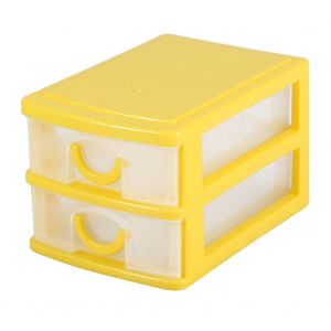 Organisateur de tiroir, boite de rangement pour bijoux et maquillage, boite en plastique (2 couches jaunes) - Neuf