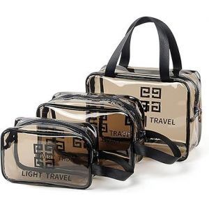 Trousse de Toilette Transparente 3 pièces, étanche Sac Cosmétiques PVC Multifonction pour Hommes, Femme, Enfant, Sac étanche pour Les Voyages en Avion, Salle de Bain - Neuf