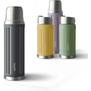 Gjfty-Eppigrand Gourde Isotherme 750ml - Bouteille Isotherme Inox, Étanche, Sans Bpa, Avec Gobelet À Double Paroi (Night Grey, 750 Ml) - Neuf