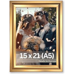 CMWX-VictoR Cadre photo Renoir doré 15 x 21 cm (A5) u2013 Élégant cadre en plastique de style baroque avec vitre en verre acrylique incassable et paroi arrière en MDF - Neuf