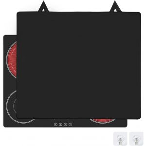 AYUHR-Tapis de Protection Plaque Induction 62x53cm, Couvre Protection Anti-éclaboussures avec 2 Crochets, Couvercle de Plaque de Cuisson Planche à découperAntidérapant Plaque de Protection en Verre ( - Neuf
