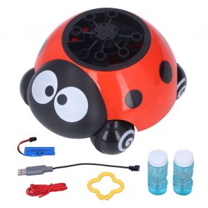 Machine A Bulles Automatique Pour Enfants, Jouet En Forme De Coccinelle Rouge, Avec 2 Solutions A Bulles De 50 Ml - Neuf