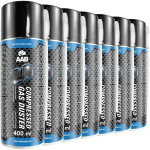 7 x AAB Bombe Air Sec 400ml,Bouteille Air Comprimé,Nettoyage des Ordinateurs,Dépoussiérant en Spray,Enlever la Poussière,Sans Odeur Aérosol,Computer Cleaner,Informatique Matériel.[F28] - Neuf