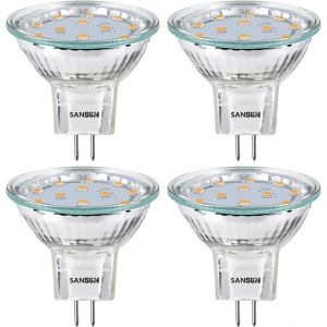 Kal-Lot De 4 Ampoules Led Mr11 2,4 W, Remplacement Halogène 12 V 20 W, Culot Gu4 À Deux Broches, Blanc Doux 3000 K, Intensité Non Variable - Neuf