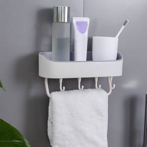 Hjlian Etagere De Rangement Pour Salle De Bain, Support Mural Pour Serviettes, Barre De Support Durable (Beige) - Neuf