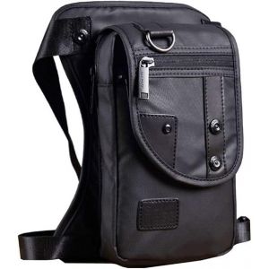 Sac banane Oxford Drop Leg - Noir pour homme et femme - Sac banane moto - Neuf