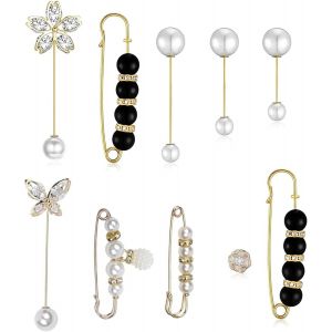 Kjdal-10 Pcs Broche Perle Broche Femme Clip Épingles De Décolleté Épingles De Sûreté Pour Cardigan Femme Boutons Bijoux Épingles À Bijoux Pour Broche De Vêtements - Neuf