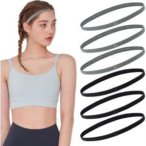 Tianyi-6 Pièces Bandeau Cheveux Sport, Enfants Headbands Élastique Pour Exercice, Antidérapant Bandeau Mouvement, Gris Et Noir Élastique Cheveux Serre Tete Homme Femmes - Neuf
