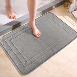 KALANKA-Tapis de Salle de Bain en Mousse &agrave; M&eacute;moire 40x60cm Antid&eacute;rapant, Absorbant, S&eacute;chage Rapide pour Baignoire Cuisine (Gris) - Neuf