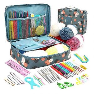 Kit De Crochet Avec Sac De Rangement Aiguilles À Tricoter Ensemble D'outils De Couture D'artisanat D'art Bricolage - Neuf
