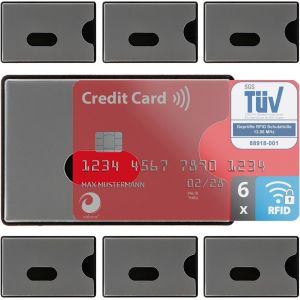 KALANKA-Protection Carte bancaire - 6 pièces - certifié - etuis Anti RFID NFC - Plastique - Transparent - RFID Protection pour Cartes Bleu et sans Contact - Neuf