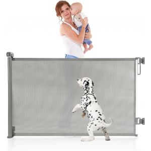 Barri&egrave;re De Protection D'escalier,Extensible,Pour B&eacute;b&eacute;s Et Animaux Domestiques,De 0 &Agrave; 150 Cm,Convient Pour Escaliers,Portes,Int&eacute;rieur Et Ext&eacute;rieur,Grise - Neuf