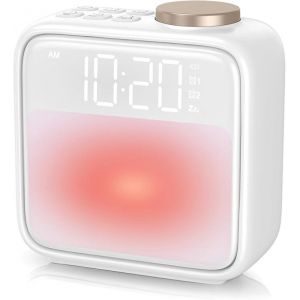R&eacute;veil simulateur d'aube pour chambre, r&eacute;veil num&eacute;rique avec veilleuse et machine &agrave; sons, batterie rechargeable 1800 mAh, id&eacute;al pour enfants, gros dormeurs, adolescents et salon. - Neuf