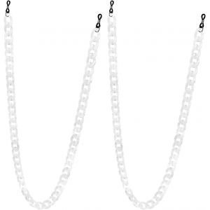 Trahoo-Lot De 2 Chaînes À Lunettes Pour Femme Avec Boucle En Silicone Antidérapante Réglable - Cordon Acrylique Antidérapant Pour Lunettes De Soleil, Lunettes De Lecture, Accessoires De Plage - Neuf