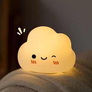Nuage Veilleuse Enfant, Veilleuse B&eacute;b&eacute; Tactile Rechargeable, Lampe Veilleuse Enfant Silicone Minuteur, Lampe De Chevet Silicone Lampe Chambre Enfant Decoration Chambre Bebe Fille Gar&ccedil;on - Neuf