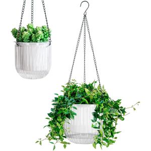 Lot De 2 Pots De Fleurs Suspendus-13,5/21 Cm-Pour L'ext&eacute;rieur Et L'int&eacute;rieur-Pot De Fleurs Suspendu Pour Plantes.[N18] - Neuf