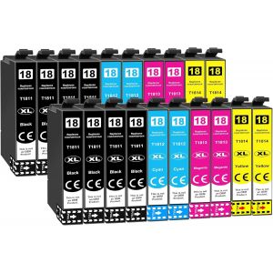 18XL Cartouches d'encre Remplacer pour Epson 18 XL Compatible avec Epson Expression Home XP-325 XP-425 XP-202 XP-205 XP-212 XP-215 XP-225 XP-305 XP-315 XP-402 XP-405 XP-412 XP-415 (20 Pack) - Neuf