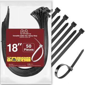 VornixorSarlshop-Collier de Serrage Plastique 450mm x 9mm Serre C&acirc;ble Rislan Serflex Noir Large d'attaches de c&acirc;ble Nylon Resistant UV Cable Ties, Lot de 50 Pi&egrave;ces - Neuf