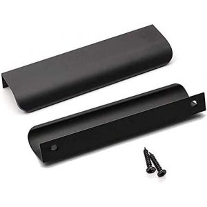 Lot de 5 poignées profilées noires pour meubles de cuisine - Poignée de cuisine noire 128 mm - Poignée de meuble noire mate en alliage d'aluminium - Entraxe 128 mm - Longueur 150 mm - Neuf