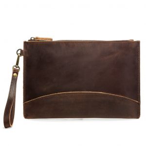 Sac portefeuille en cuir pour homme, sac &agrave; main vintage pour affaires, pochette en cuir souple r&eacute;sistante et &eacute;l&eacute;gante - Neuf