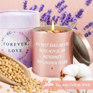 Cadeau Pour Elle: Saint-Valentin, Bougie Parfum&eacute;e &Agrave; La Lavande, Cadeau D'amour Pour Femme, Homme, Petite Amie, Petit Ami, No&euml;l, Anniversaire, Anniversaire De Mariage, Cadeau De Saint-Valentin - Neuf