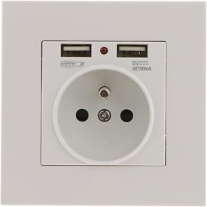 Prise Encastrable Electrique Murale avec Double USB 5V/2100mA, avec 2 Ports Pratique et Manialble - Neuf