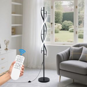 Ulteronixshop-Lampadaire Sur Pied Salon Dimmable,Lampe Sur Pied Spirale Noir Avec T&eacute;l&eacute;commande,Led Lampadaires 30w Avec R&eacute;glage De La Temp&eacute;rature En 3 Couleurs,&Eacute;clairage D&eacute;coratif Moderne,Hauteur 153 - Neuf