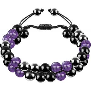 Eryi-Bracelet Homme Perle, Bracelet Pierre Naturelle Homme, Bracelet Tressé Homme Reglable, Bracelet Oeil De Tigre Bracelet Pierre De Lave Homme, Bracelets Cadeau Pour Homme - Neuf