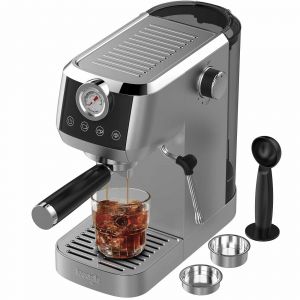 iceagle Machine a expresso avec manometre, machine a cafe avec buse a mousse de lait pour expresso et cappuccino - Neuf