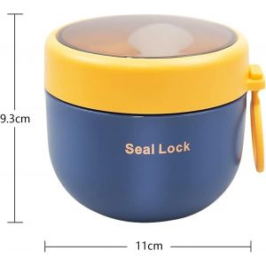 Muesli To-Go Cup 600ml Muesli Cup Yaourt Cup Pot De Yaourt &Eacute;tanche Salade To-Go Cup Acier Inoxydable Lunch Box Lunch Pot To Go & Pliant Cuill&egrave;re Pour Chaque Petit D&eacute;jeuner - Vert - Neuf