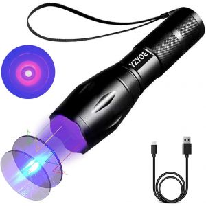 SJZG-Lampe De Poche À Lumière Noire De 365 Nm Puissante Rechargeable, Haute Définition, Lampe De Poche Uv Led 1 Mode De Détection. - Neuf