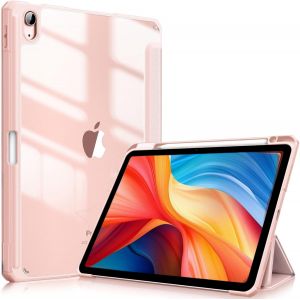Coque pour iPad Air 11 Pouces M3/M2 (7e/6e G&eacute;n&eacute;ration, 2025/2024) et iPad Air 5/4 (2022/2020) 10,9 Pouces, Coque de Protection Arri&egrave;re Rigide Transparente &agrave; Trois Volets, Or Rose - Neuf