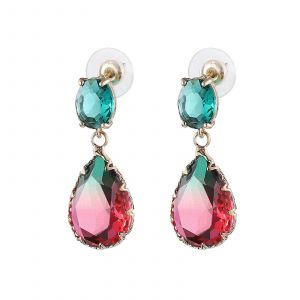 Belles Gouttelettes D'eau Boucles D'oreilles Pour Femmes Boucles D'oreilles En Verre Bicolore - Neuf