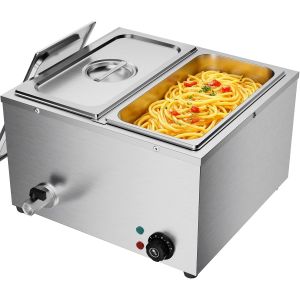 Subzonal-Bain Marie &Eacute;lectrique Professionnel 2 Bacs En Acier Inoxydable 220v Chauffe-Plats Professionnel Chocolat Fondoir Commercial Avec 2 X 1/3 Casseroles - Neuf
