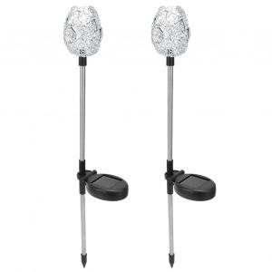 Hjlian Lot De 2 Lampes Solaires De Jardin Etanches A Energie Solaire, Ideales Pour Une Decoration De Cour Exterieure, Lumiere Chaude - Neuf