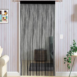 KALANKA-Rideau De Porte Rideau Porte Fenetre Rideau Anti Mouches pour Porte Exterieur Moustiquaire Rideaux Rideau Anti Mouche Exterieur Cloison De Séparation De Pièces (Noir, 90x245cm(35x96)) - Neuf
