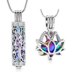 Trahoo-Bijou De Crémation Pour Cendres U2013 Collier Avec Pendentif En Forme De Fleur De Lotus Avec Mini Urne Commémorative - Neuf
