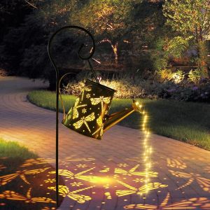 Lampes Solaires Extérieur Arrosoir Solaire Avec Guirlandes Lumineuses Décoration De Jardin Lanterne Solaire Décorative Jardin En Métal Pour L'Extérieur Pour Jardin Patio Passerelle, Avec Le Support - Neuf