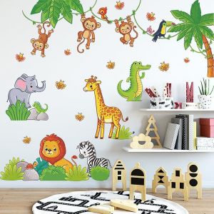 Stickers Muraux Jungle Animaux Vigne Sticker Mural Koala Lion Singe,D&eacute;coration Int&eacute;rieure,D&eacute;cor De Chambre D'enfant,D&eacute;calcomanies Murales - Neuf