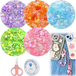 Lot De 270 À 300 Jolies Perles Assorties Pour La Fabrication De Bijoux,Perles Kawaii En Acrylique Pour La Fabrication De Bracelets,Colliers,Cordons De Téléphone - Neuf