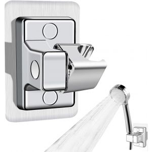 Support Pommeau de Douche, 360&deg; R&eacute;glable Support Douche, ABS Plastique Accroche Pommeau de Douche Support Pommeau de Douche sans Percage, Adh&eacute;sif Fort Porte Pommeau de Douche Support Douche Argent - Neuf