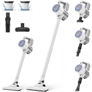 S6PRO Aspirateur Balai sans Fil, Aspirateur sans Fil Puissant 30Kpa avec 30 Min d'Autonomie, 4 en 1 Aspirateur Balai sans Sac, pour Les Poils d'Animaux, Tapis, Sols (Blanc) - Neuf