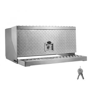 Coffre &agrave; Outils et Marchepied pour Semi-remorque-Duoku-760 x 750 x 400 mm-Bo&icirc;te Robuste en Aluminium-Serrure &agrave; Poign&eacute;e en T - Neuf